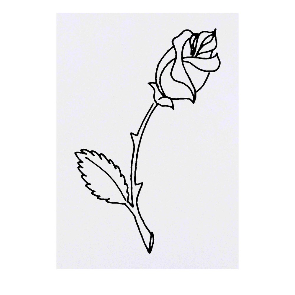 'Rose On A Stem' Temporary Tattoo - Water Resistant, Skin-Safe, Non-Toxic Transfer (TO00018504)