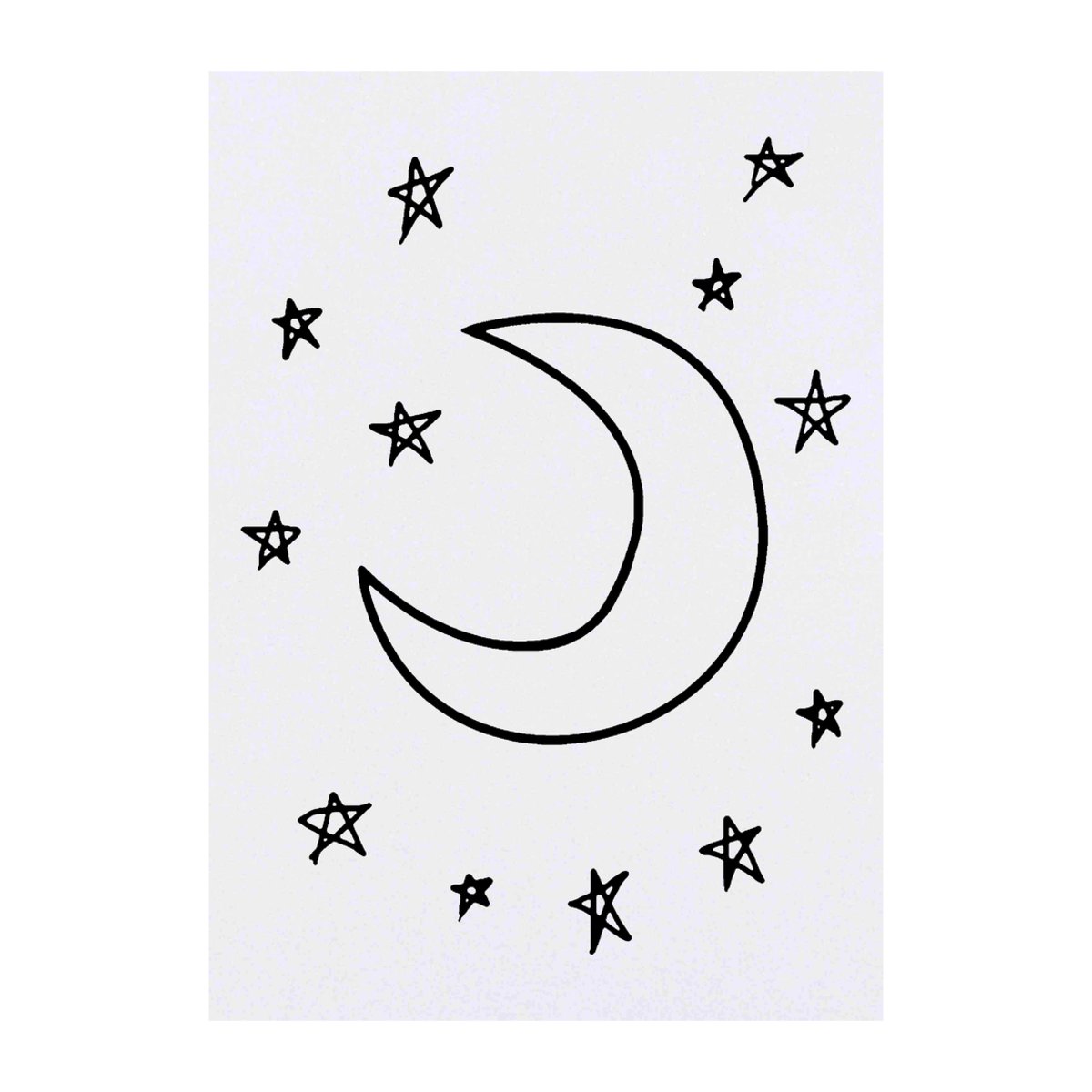 'Moon & Stars' Temporary Tattoo -  Water Resistant, Skin-Safe, Non-Toxic Transfer (TO00019041)