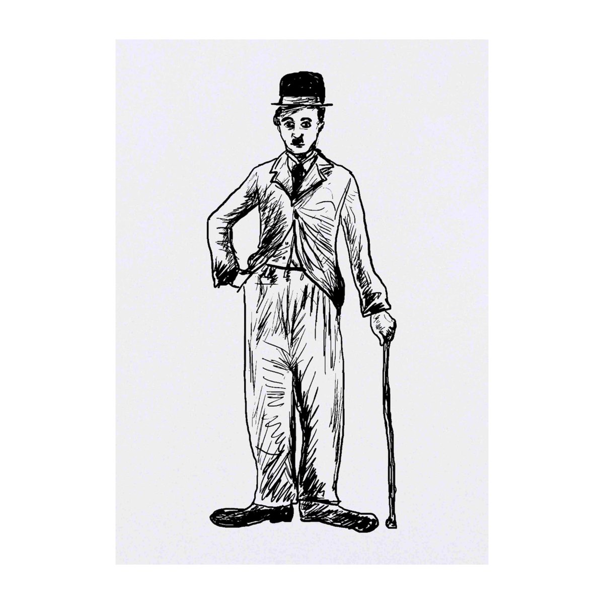 'Charlie Chaplin' Temporary Tattoo -  Water Resistant, Skin-Safe, Non-Toxic Transfer (TO00020591)