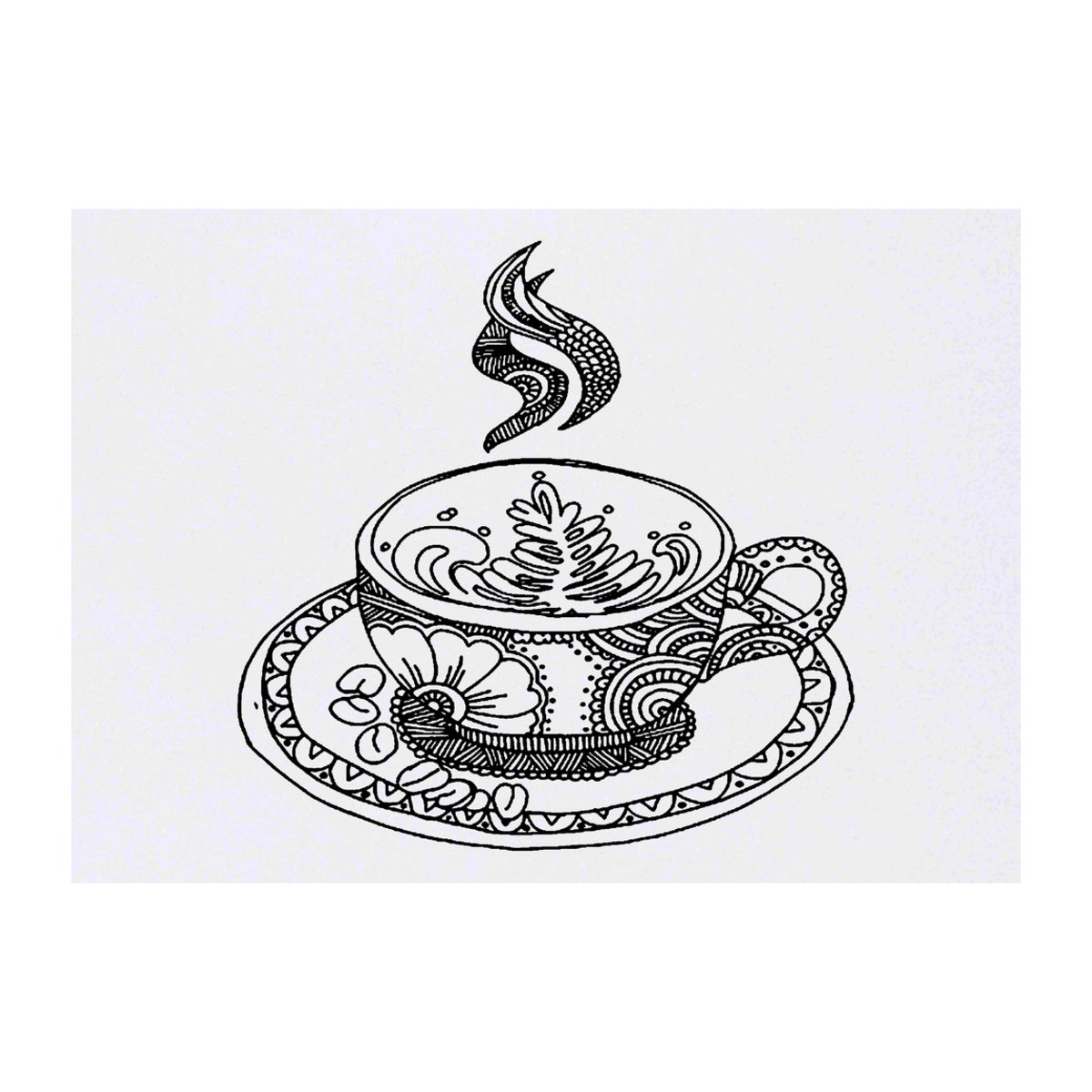 'Fancy Teacup' Temporary Tattoo - A6 - Water Resistant Skin Safe Transfer for Parties, Costumes and Gifts (TO00026037)