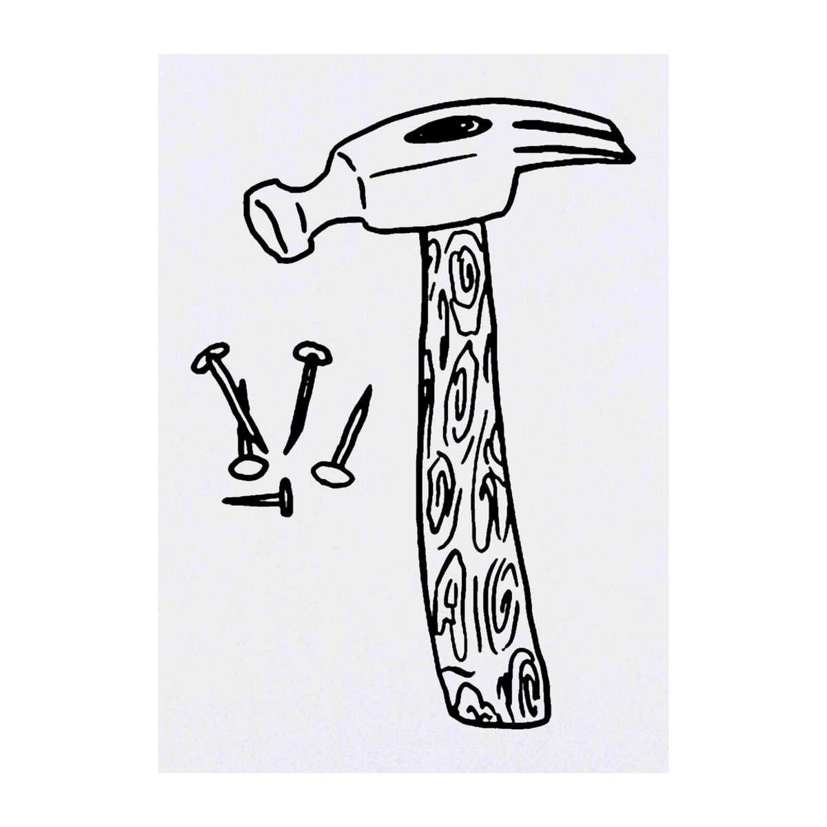 'Hammer & Nails' Temporary Tattoo -  Water Resistant, Skin-Safe, Non-Toxic Transfer (TO00029312)