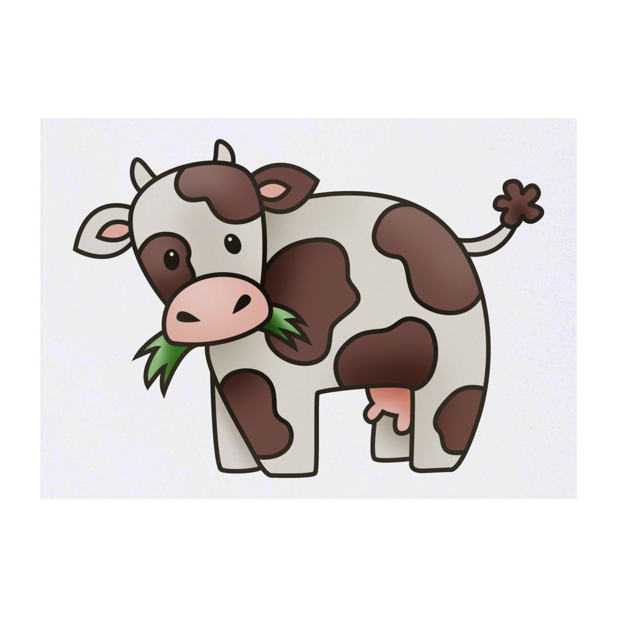 'Brown Cow Eating Grass' Temporary Tattoo -  Water Resistant, Skin-Safe, Non-Toxic Transfer (TO00030340)