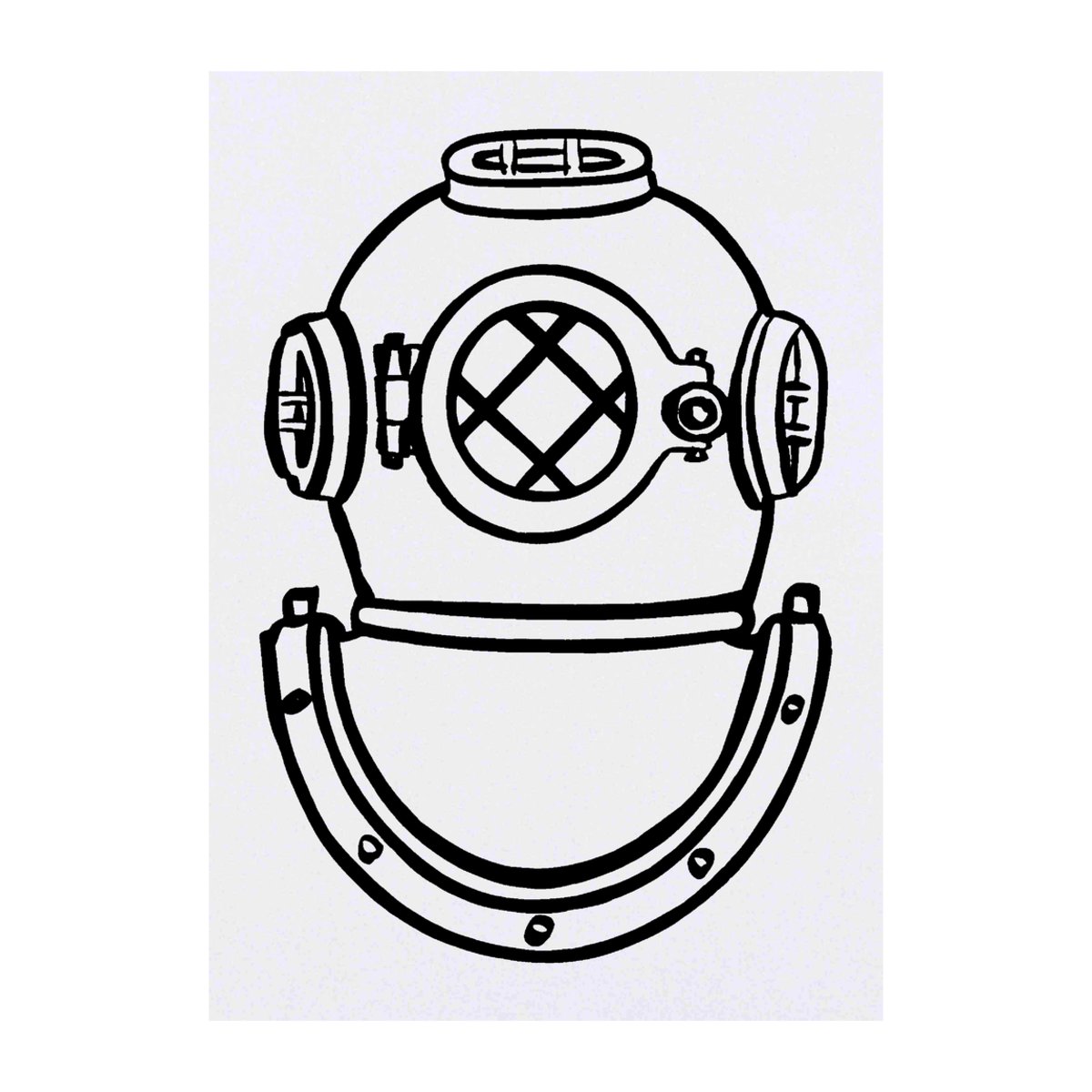'Diving Helmet' Temporary Tattoo -  Water Resistant, Skin-Safe, Non-Toxic Transfer (TO00031718)