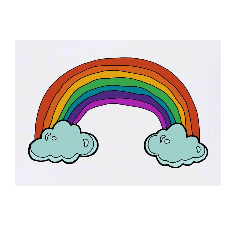 'Rainbow & Clouds' Temporary Tattoo - Water Resistant, Skin-Safe, Non-Toxic Transfer (TO00032440)