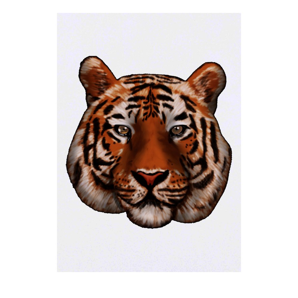 'Tiger Face' Temporary Tattoo - Water Resistant, Skin-Safe, Non-Toxic Transfer (TO00035776)