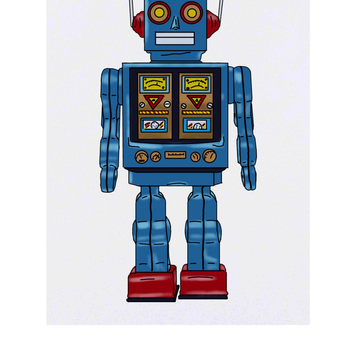 'Robot Toy' Temporary Tattoo -  Water Resistant, Skin-Safe, Non-Toxic Transfer (TO00035784)