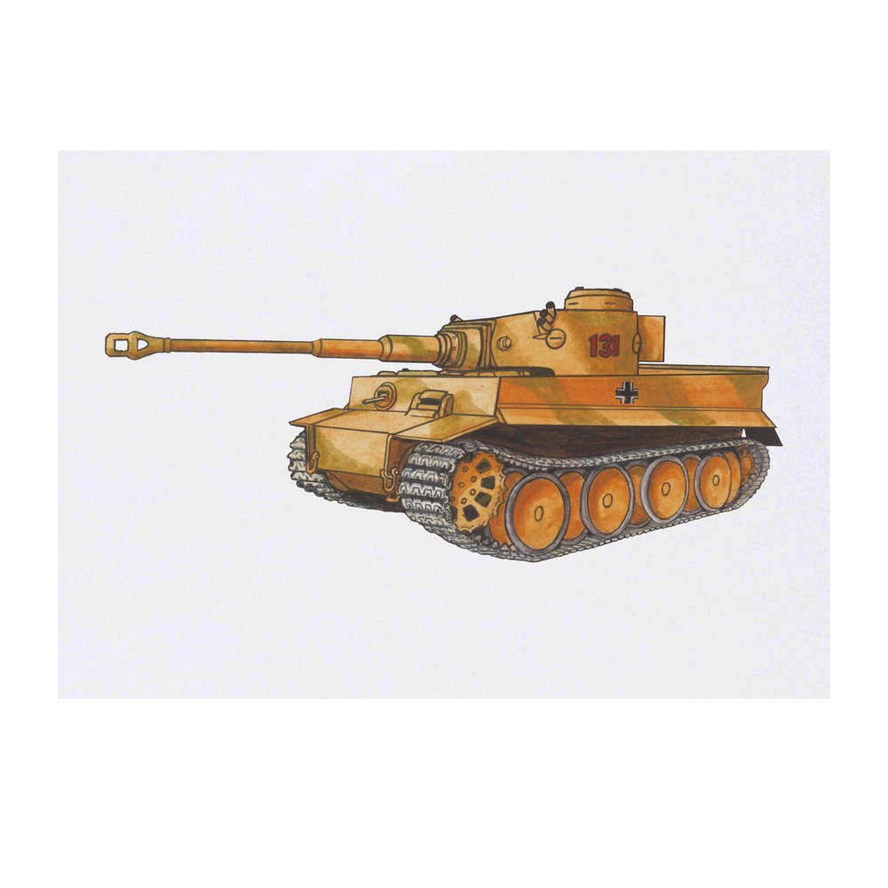 'Tiger Tank' Temporary Tattoo - Water Resistant, Skin-Safe, Non-Toxic Transfer (TO00037098)