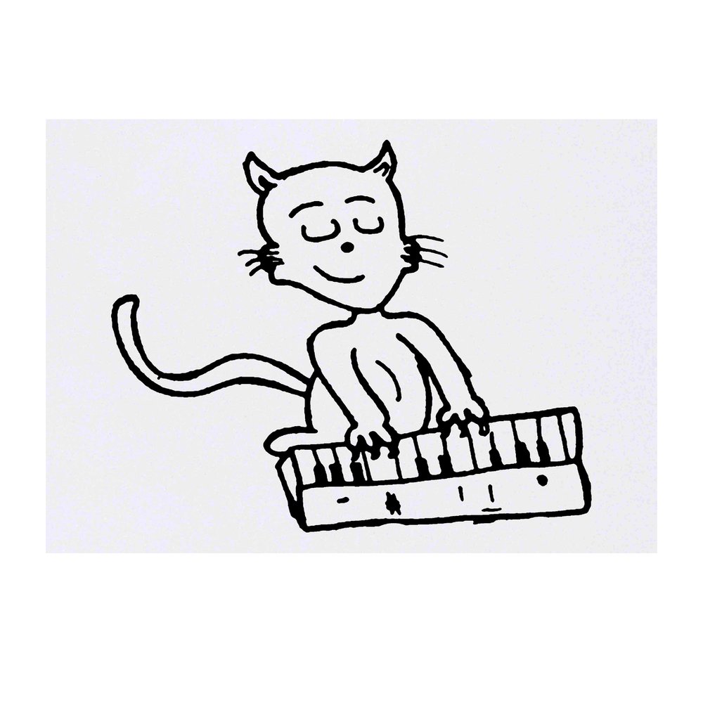 'Cat Playing Piano' Temporary Tattoo - Water Resistant, Skin-Safe, Non-Toxic Transfer (TO00038736)