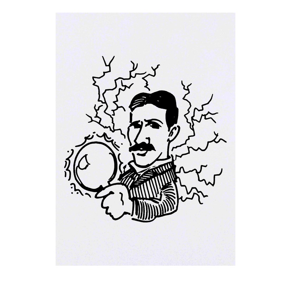 'Nikola Tesla' Temporary Tattoo - Water Resistant, Skin-Safe, Non-Toxic Transfer (TO00038864)