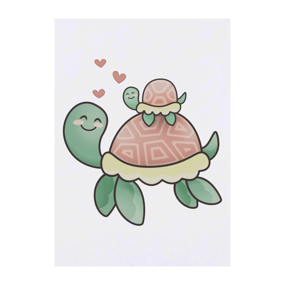'Turtle Mother & Baby' Temporary Tattoo -  Water Resistant, Skin-Safe, Non-Toxic Transfer (TO00039814)
