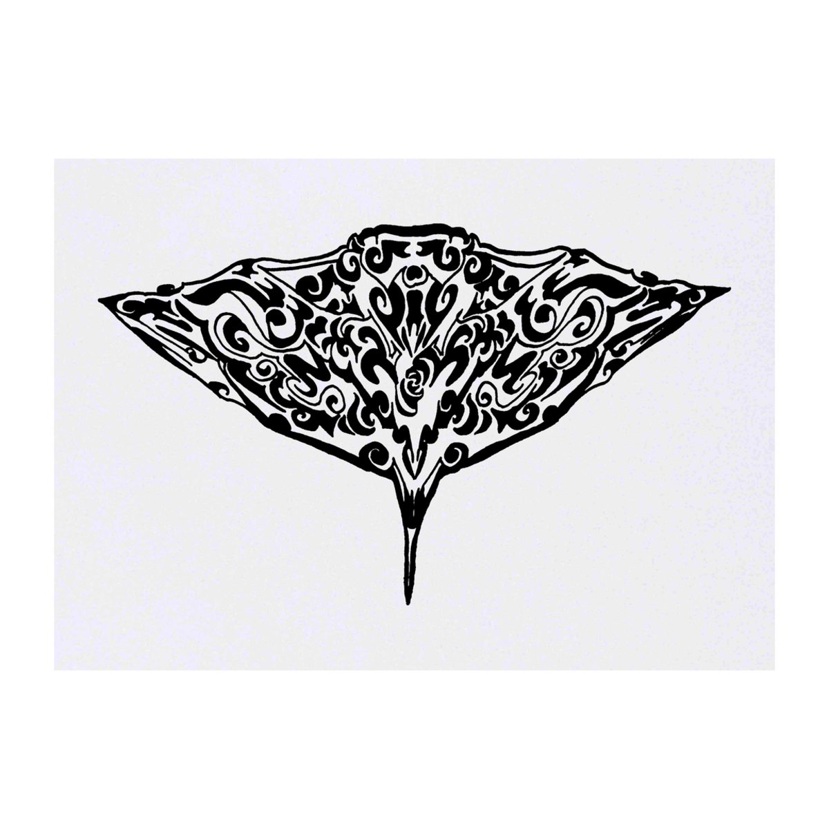 'Tribal Stingray' Temporary Tattoo -  Water Resistant, Skin-Safe, Non-Toxic Transfer (TO00040772)