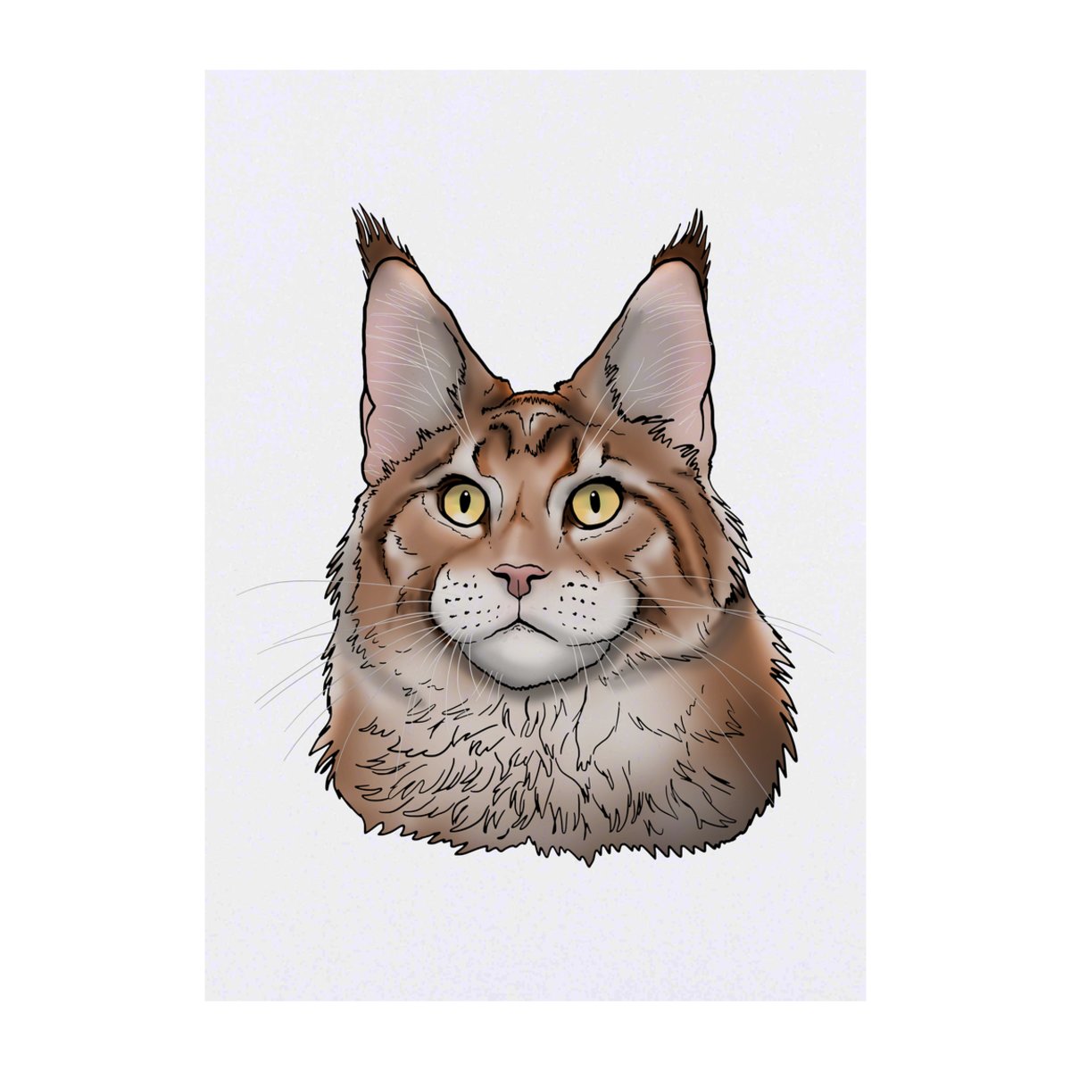 'Maine Coon Cat Head' Temporary Tattoo -  Water Resistant, Skin-Safe, Non-Toxic Transfer (TO00041056)