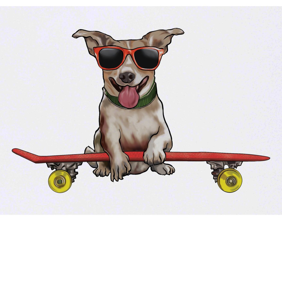 'Cool Skateboard Dog' Temporary Tattoo -  Water Resistant, Skin-Safe, Non-Toxic Transfer (TO00044334)