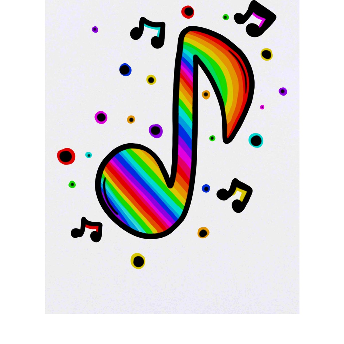 'Rainbow Music Notes' Temporary Tattoo -  Water Resistant, Skin-Safe, Non-Toxic Transfer (TO00044756)