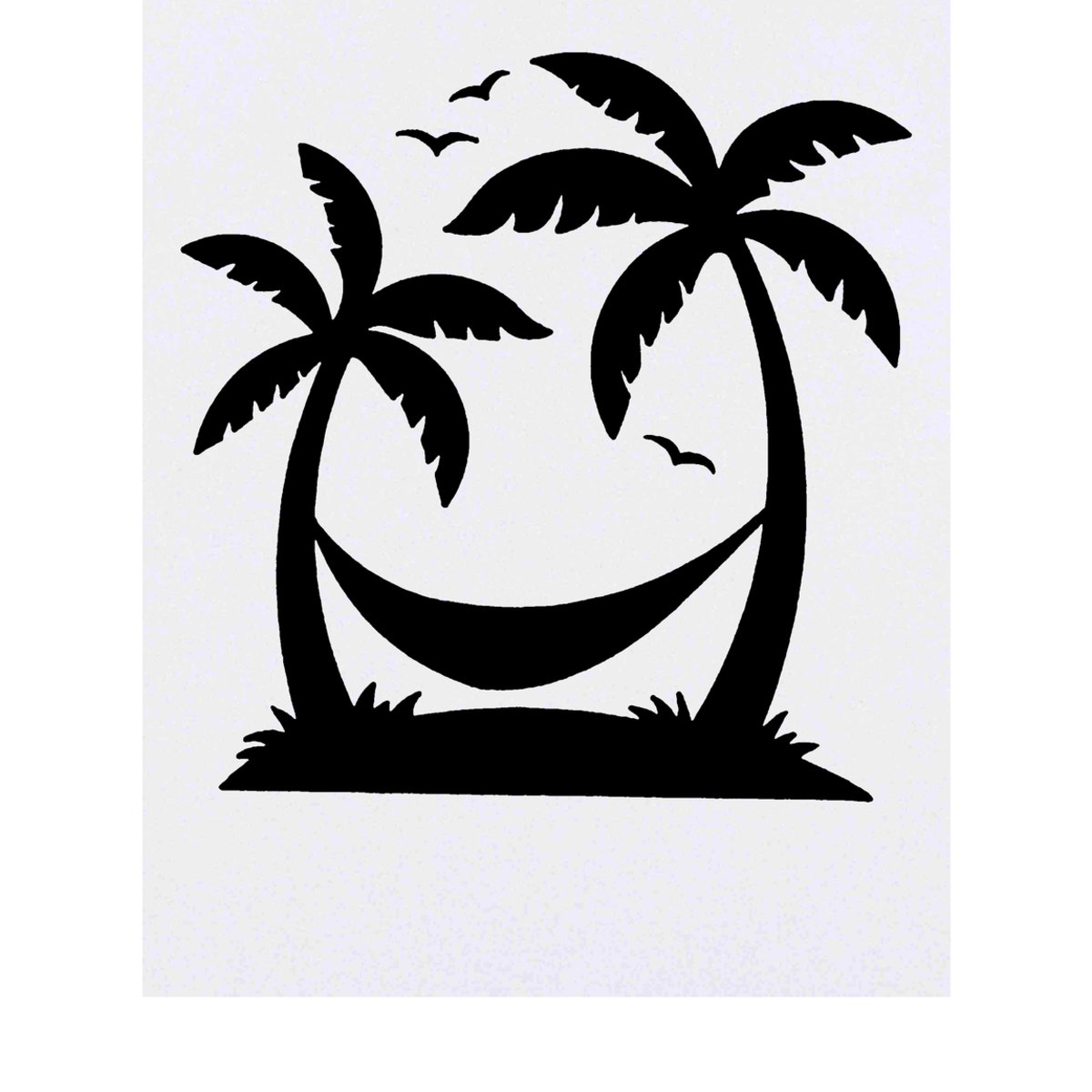 'Hammock & Palm Trees' Temporary Tattoo -  Water Resistant, Skin-Safe, Non-Toxic Transfer (TO00049750)