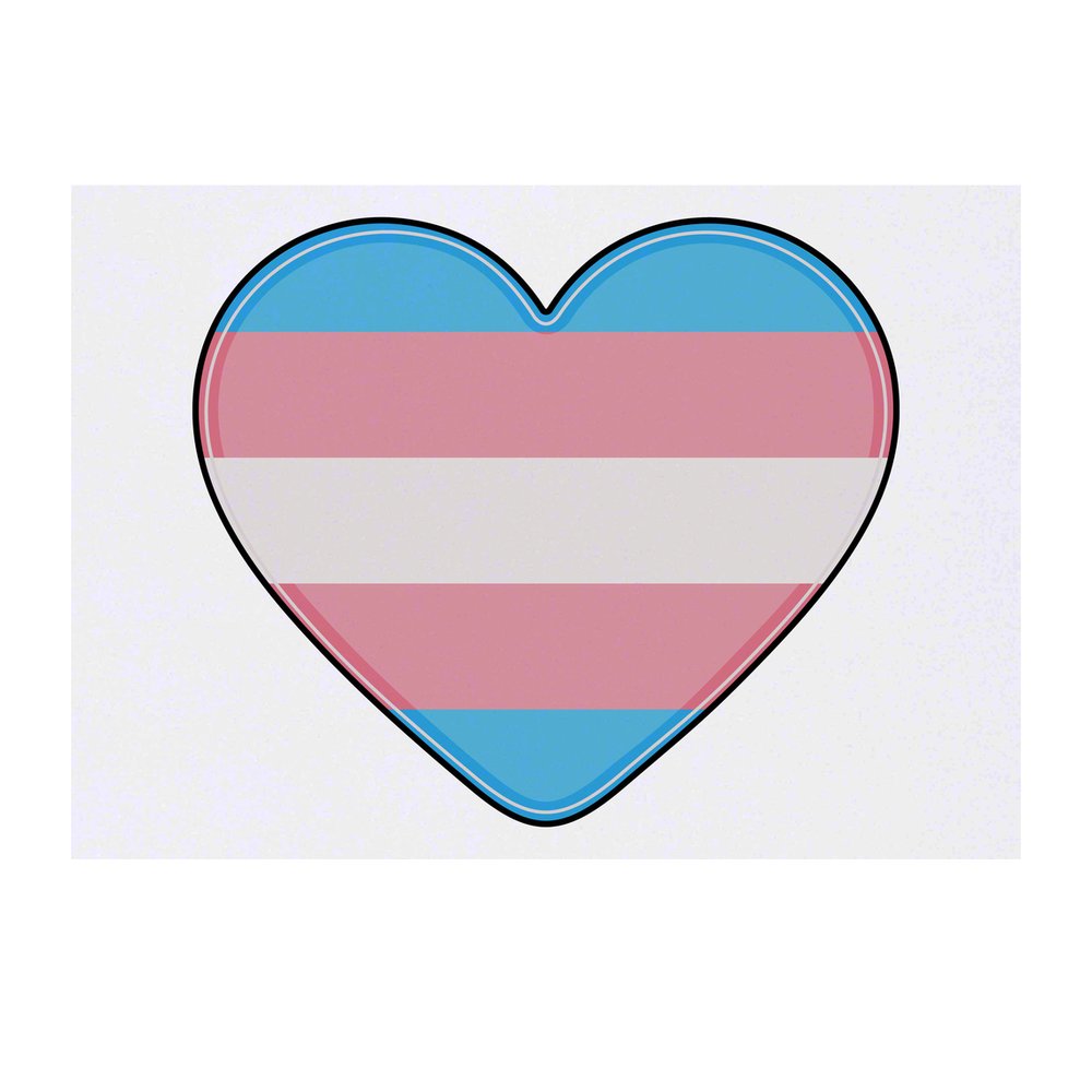 'Transgender Flag Heart' Temporary Tattoo - Water Resistant, Skin-Safe, Non-Toxic Transfer (TO00050744)