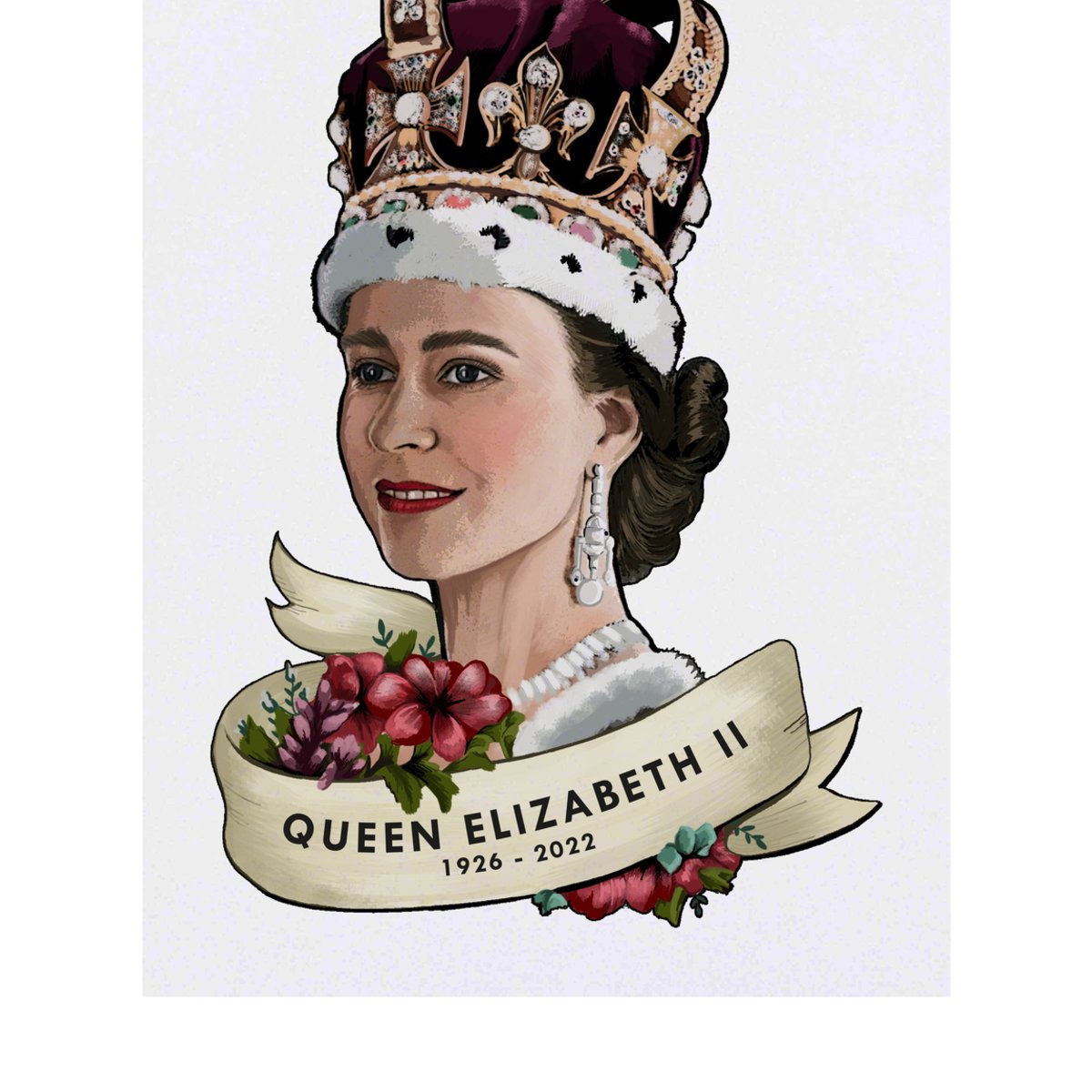 'Queen Elizabeth II Portrait' Temporary Tattoo -  Water Resistant, Skin-Safe, Non-Toxic Transfer (TO00051666)