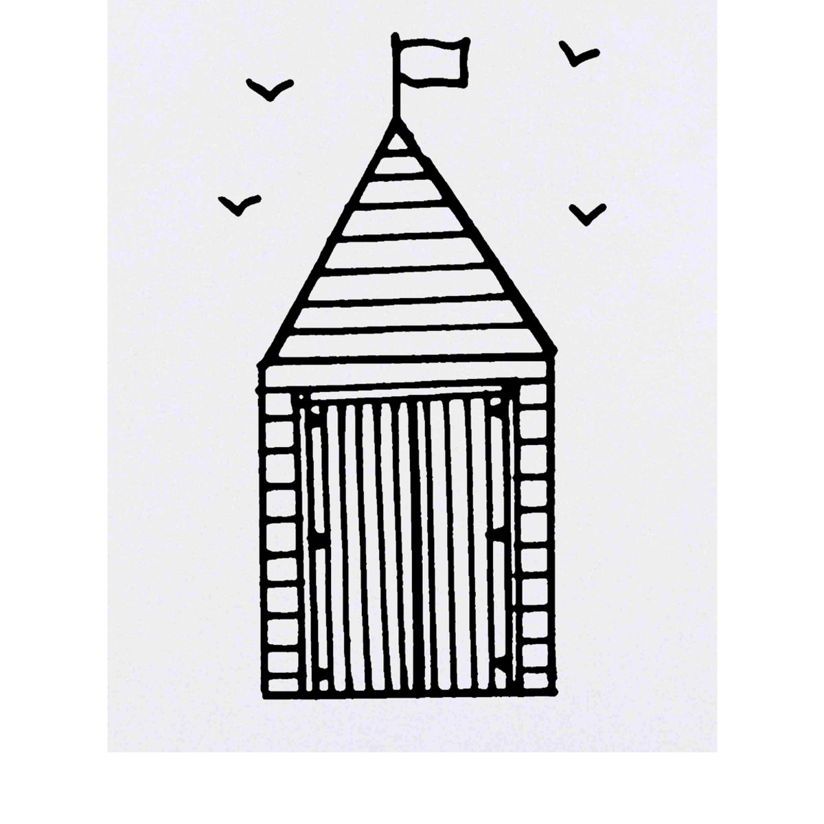 'Beach Hut & Birds' Temporary Tattoo -  Water Resistant, Skin-Safe, Non-Toxic Transfer (TO00052210)