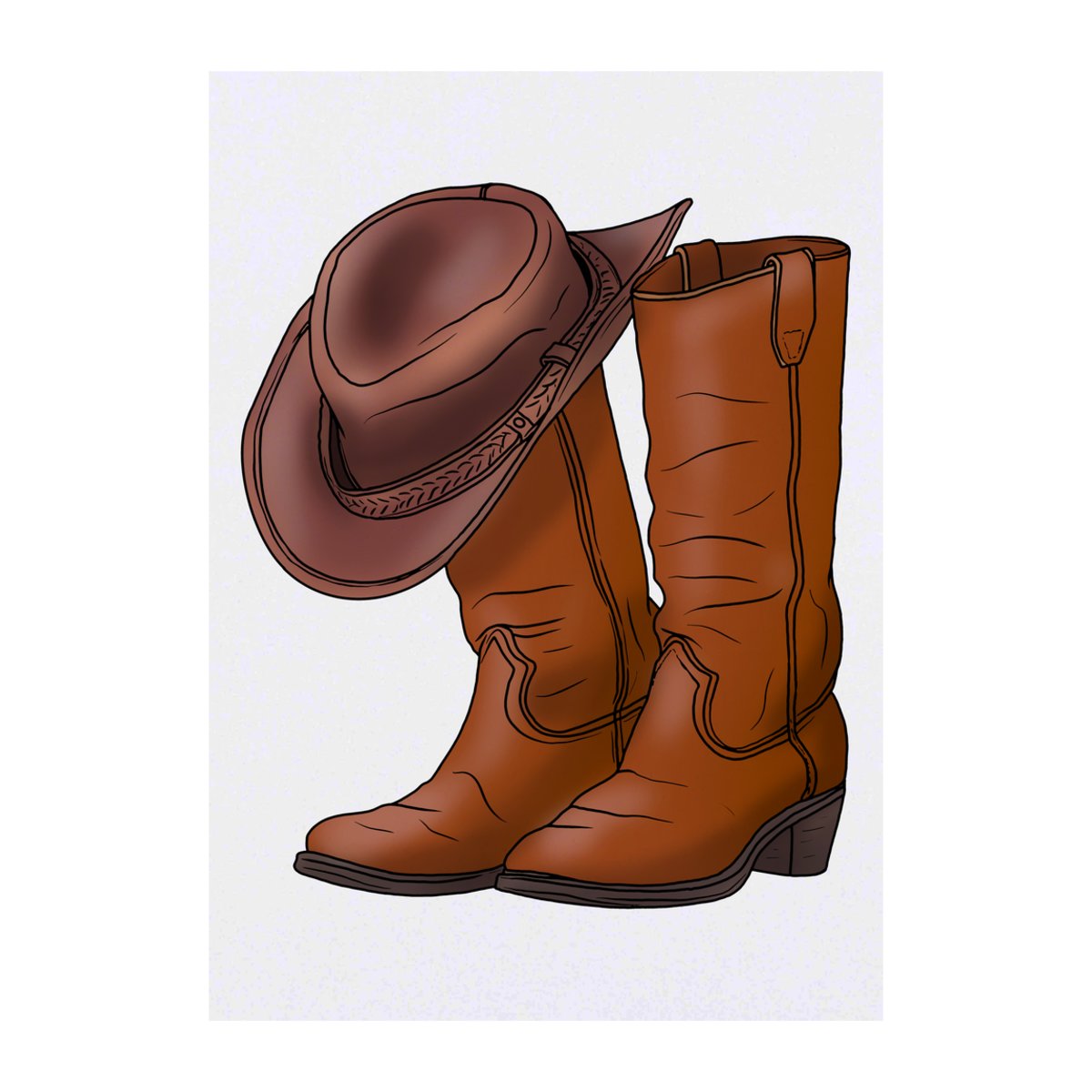 'Cowboy Boots & Hat' Temporary Tattoo -  Water Resistant, Skin-Safe, Non-Toxic Transfer (TO00057857)
