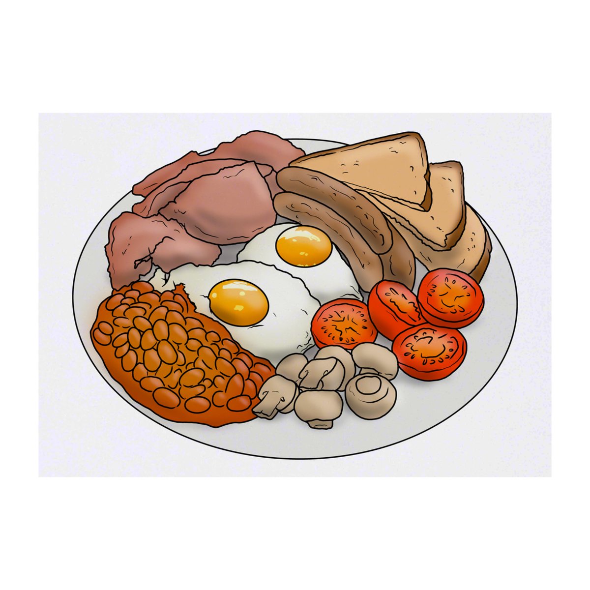 'Full English Breakfast' Temporary Tattoo -  Water Resistant, Skin-Safe, Non-Toxic Transfer (TO00058205)