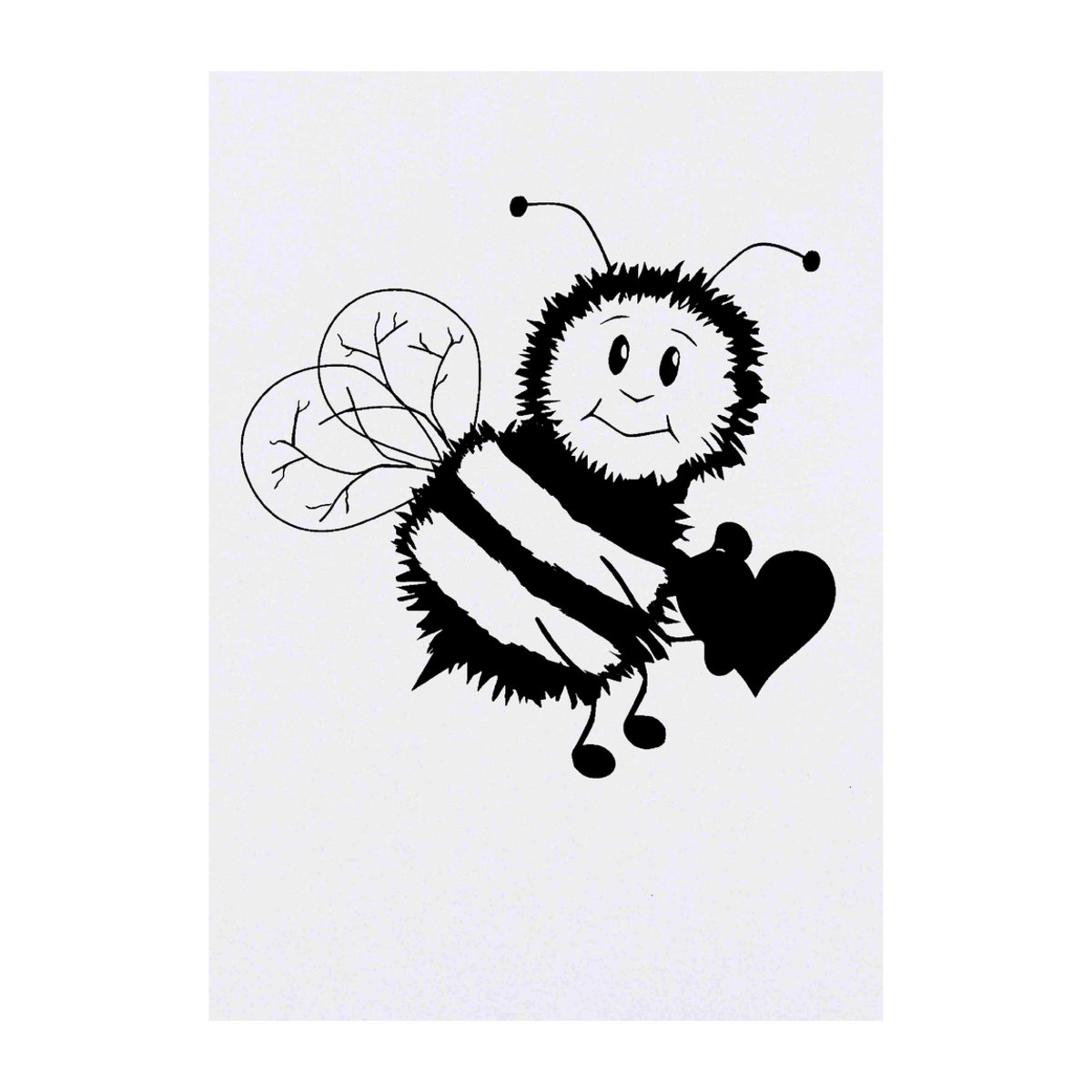 'Black and White Cartoon Bee' Temporary Tattoo -  Water Resistant, Skin-Safe, Non-Toxic Transfer (TO00058797)
