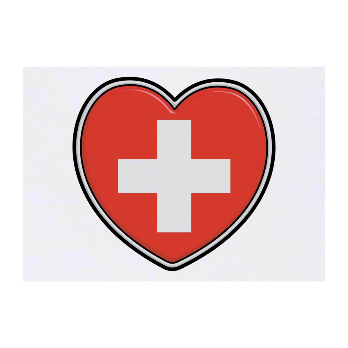'Switzerland Flag Heart' Temporary Tattoo -  Water Resistant, Skin-Safe, Non-Toxic Transfer (TO00061613)