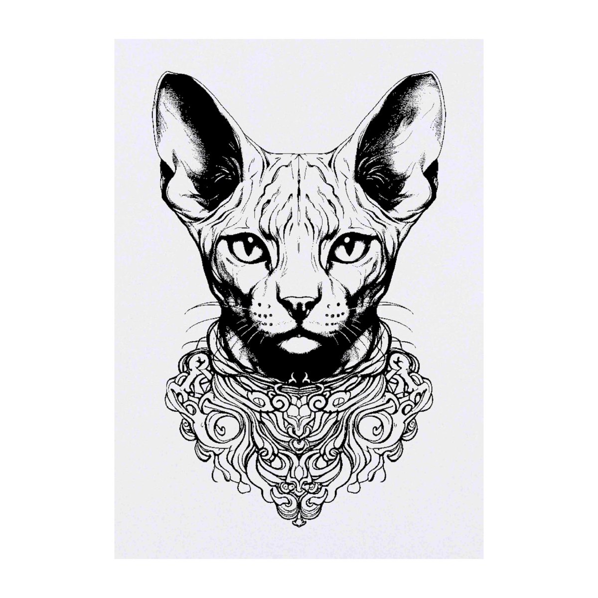 'sphynx cat' Temporary Tattoo -  Water Resistant, Skin-Safe, Non-Toxic Transfer (TO00062477)