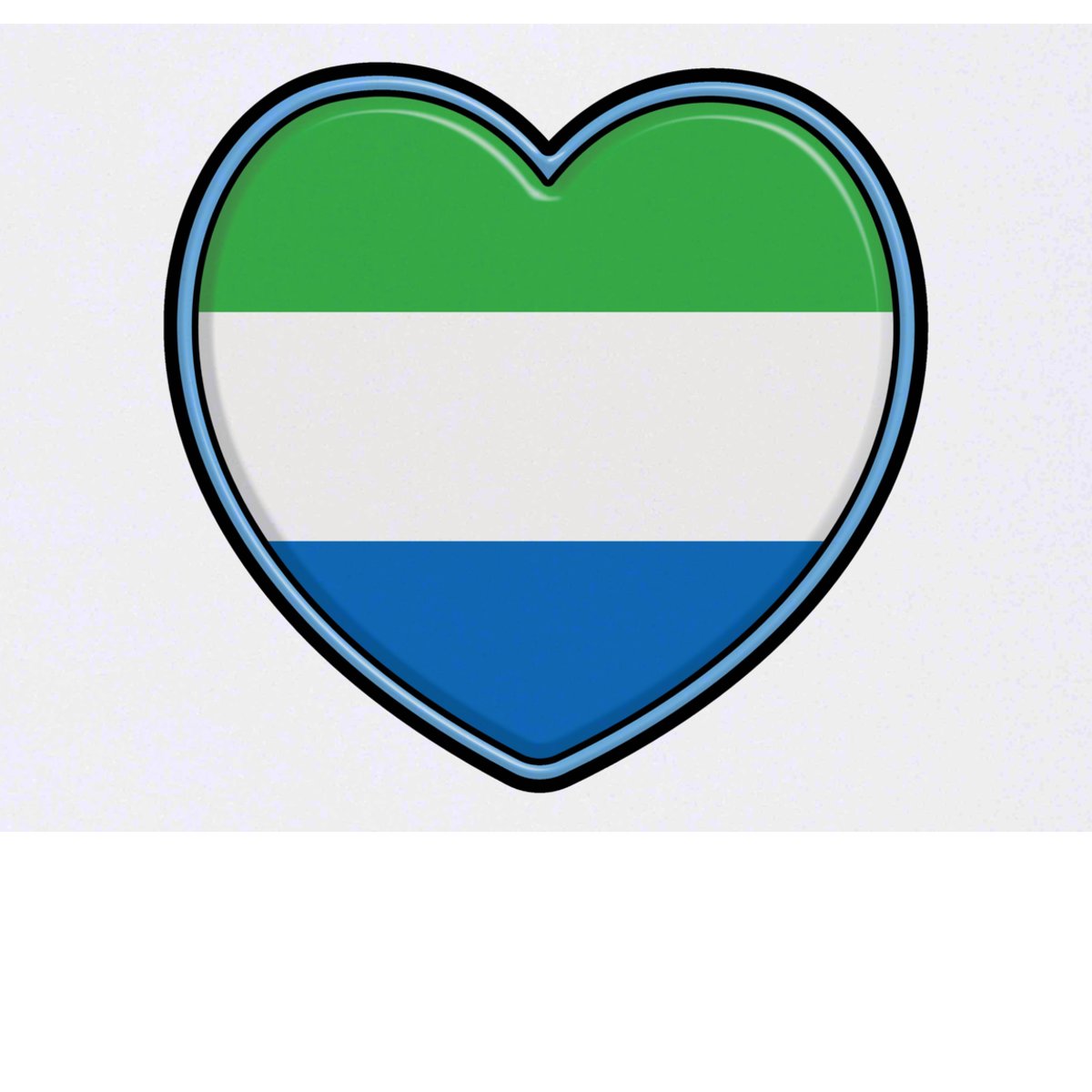 'Sierra Leone Flag Heart' Temporary Tattoo -  Water Resistant, Skin-Safe, Non-Toxic Transfer (TO00062943)
