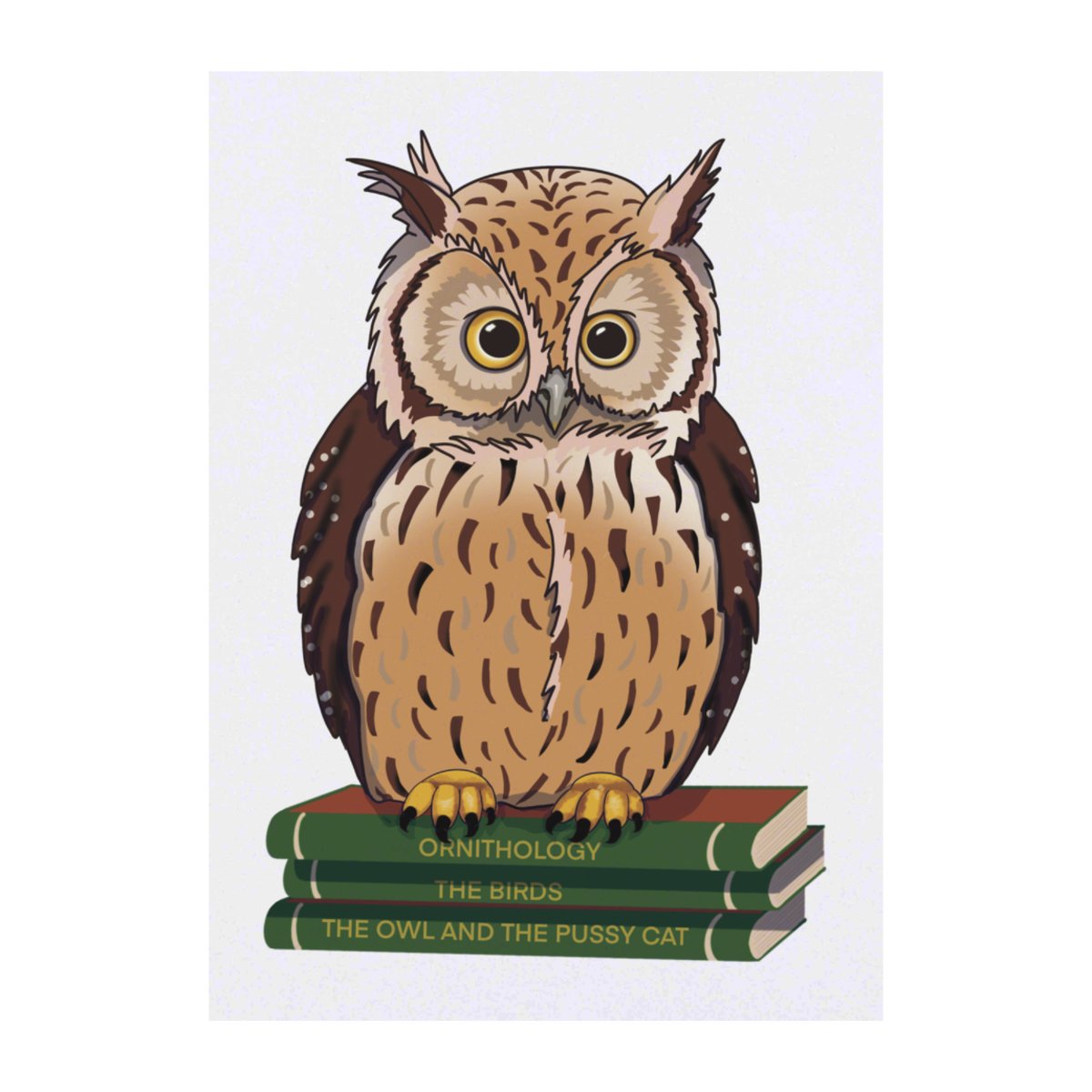 'A Cute Owl on a Stack of Books' Temporary Tattoo -  Water Resistant, Skin-Safe, Non-Toxic Transfer (TO00066371)