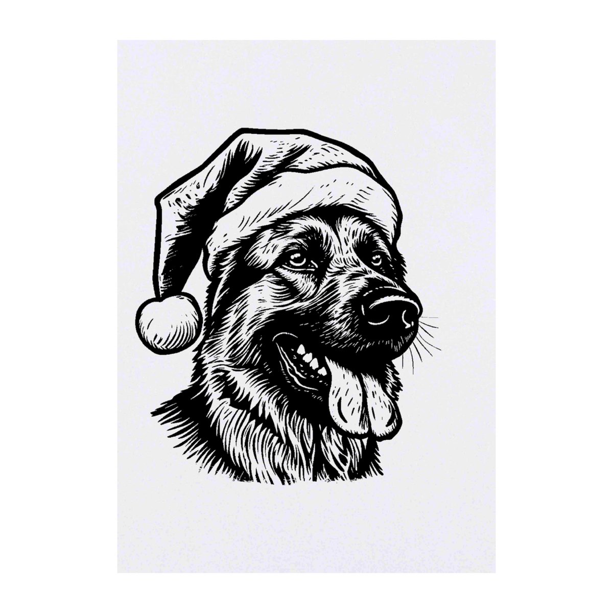 'German Shepherd Santa Hat' Temporary Tattoo - A6 - Water Resistant Skin Safe Transfer for Parties, Costumes and Gifts (TO00067405)