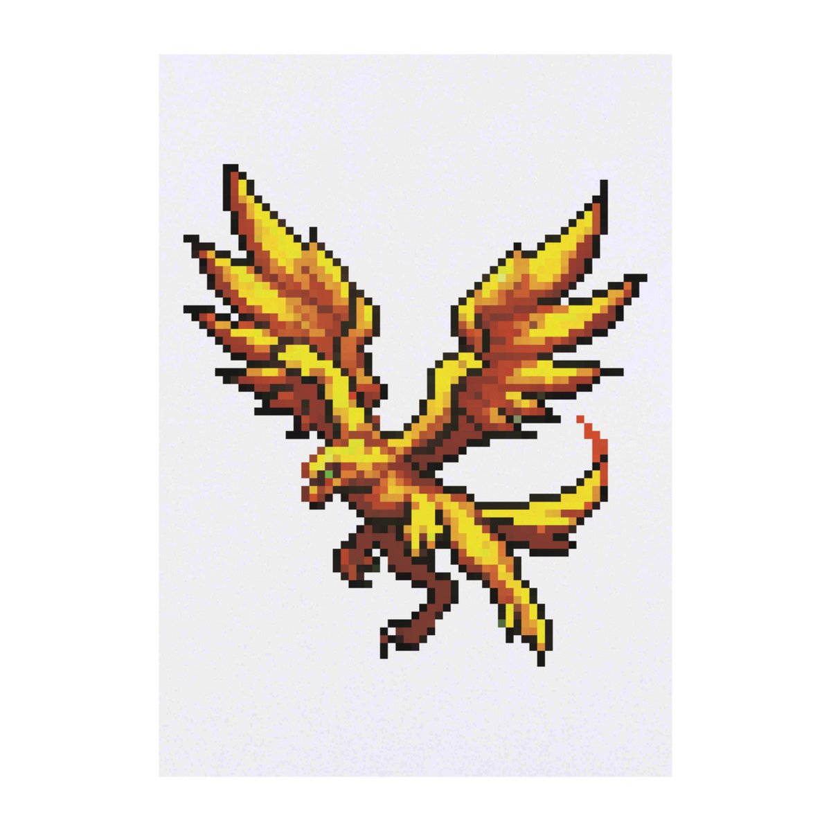 'Pixel Art Phoenix Rising' Temporary Tattoo -  Water Resistant, Skin-Safe, Non-Toxic Transfer (TO00068467)
