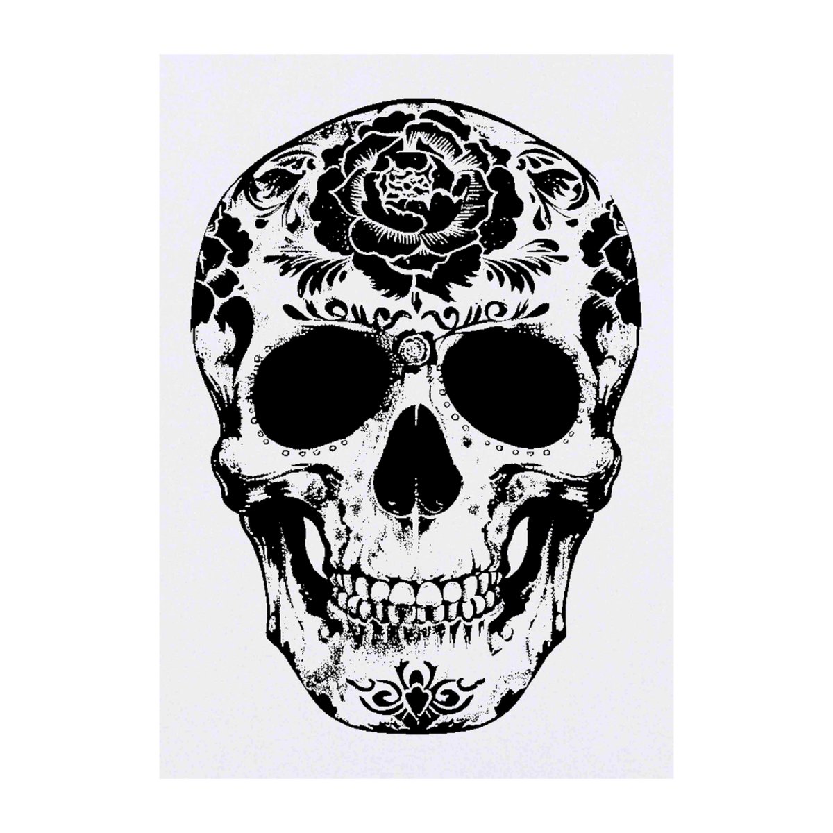 'Sugar Skull' Temporary Tattoo -  Water Resistant, Skin-Safe, Non-Toxic Transfer (TO00069213)