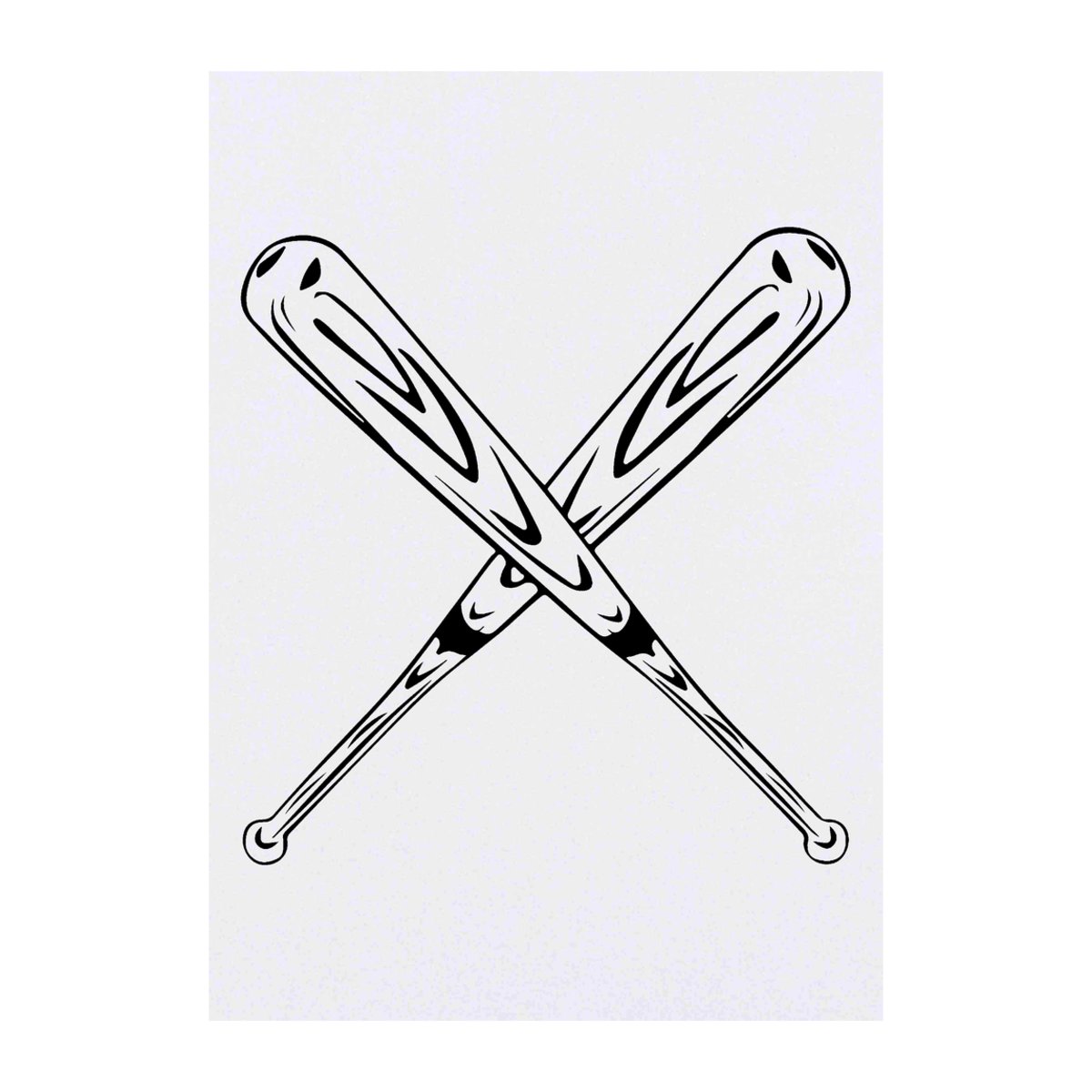 'Crossed Baseball Bats ' Temporary Tattoo -  Water Resistant, Skin-Safe, Non-Toxic Transfer (TO00070167)