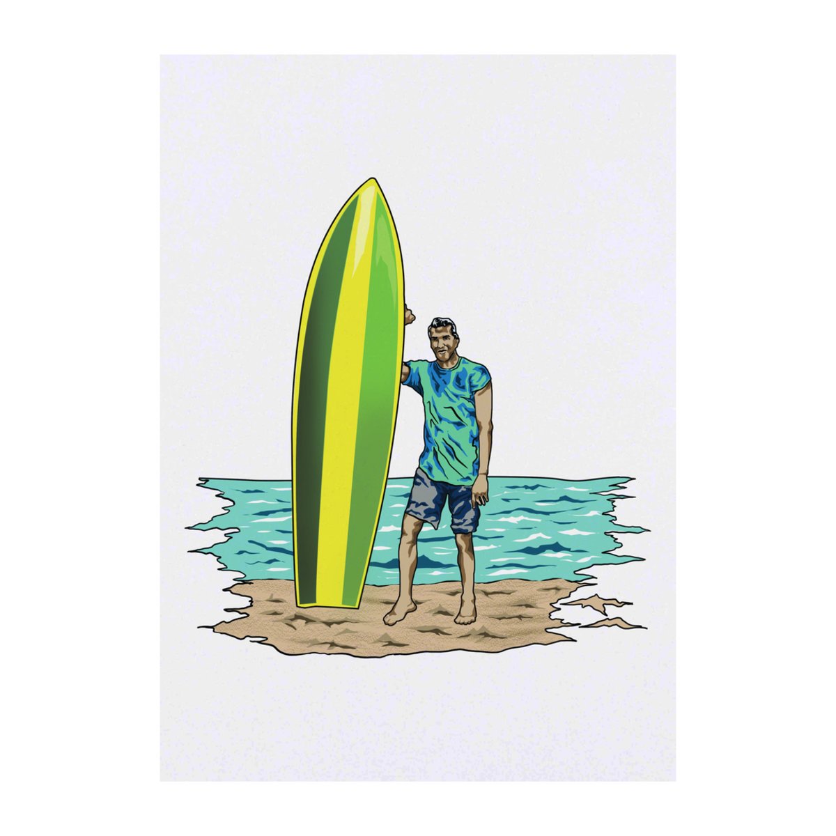 'Surf Man' Temporary Tattoo -  Water Resistant, Skin-Safe, Non-Toxic Transfer (TO00070185)