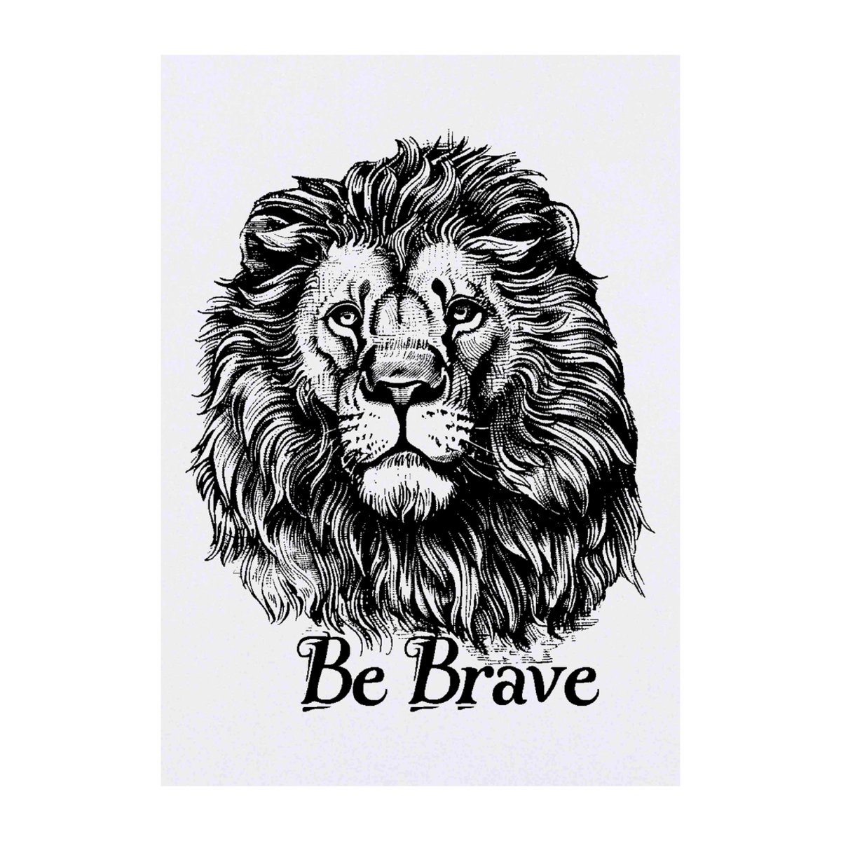 'Be Brave with Lion' Temporary Tattoo - A6 - Water Resistant Skin Safe Transfer for Parties, Costumes and Gifts (TO00070835)