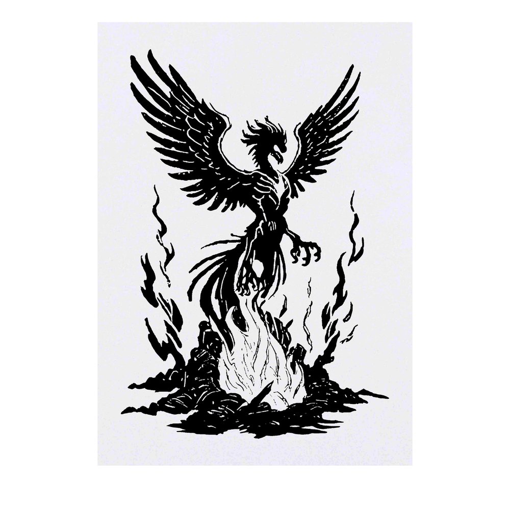 'Reborn Phoenix' Temporary Tattoo - Water Resistant, Skin-Safe, Non-Toxic Transfer (TO00071537)