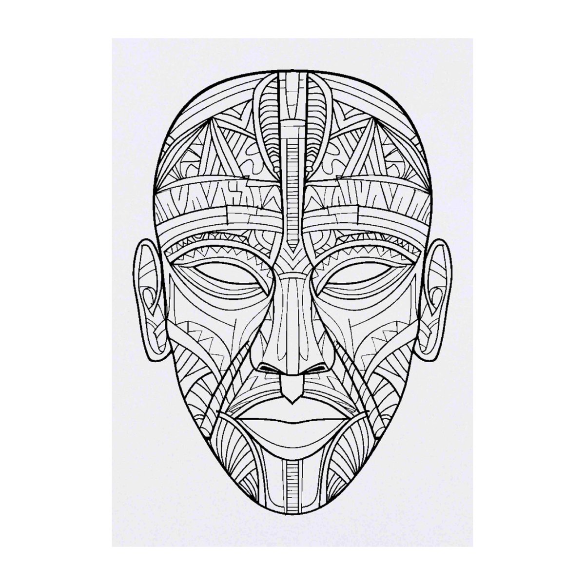 'African Tribal Mask' Temporary Tattoo -  Water Resistant, Skin-Safe, Non-Toxic Transfer (TO00073203)
