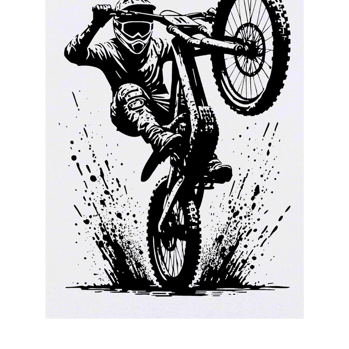 'Muddy Mountain Bike Wheelie' Temporary Tattoo -  Water Resistant, Skin-Safe, Non-Toxic Transfer (TO00075845)