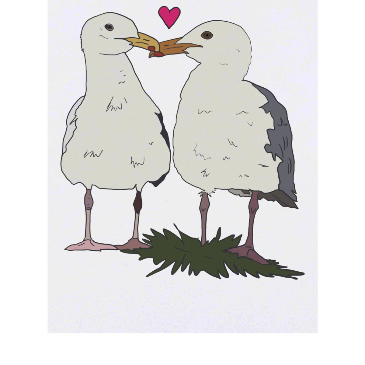 'Kissing Seagulls ' Temporary Tattoo -  Water Resistant, Skin-Safe, Non-Toxic Transfer (TO00077091)