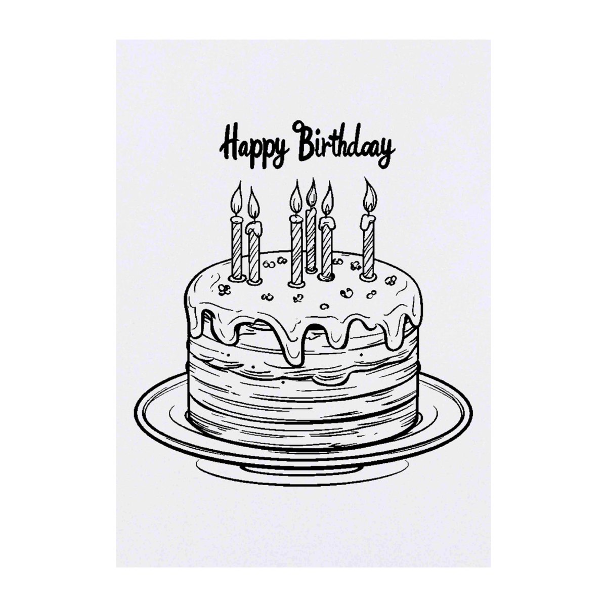 'Happy Birthday Cake with Candles' Temporary Tattoo -  Water Resistant, Skin-Safe, Non-Toxic Transfer (TO00077301)