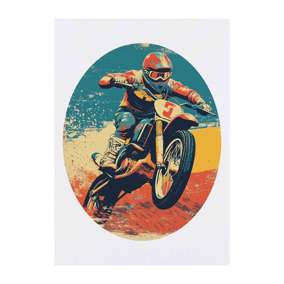 'Retro Dirt Bike Rider' Temporary Tattoo - A6 - Water Resistant Skin Safe Transfer for Parties, Costumes and Gifts (TO00079643)