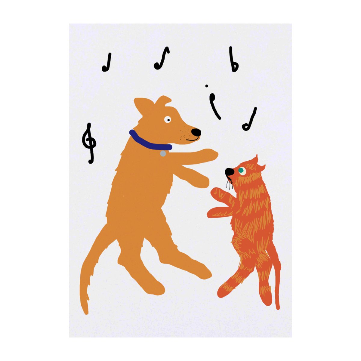 'Dancing Dog And Cat' Temporary Tattoo -  Water Resistant, Skin-Safe, Non-Toxic Transfer (TO00082023)