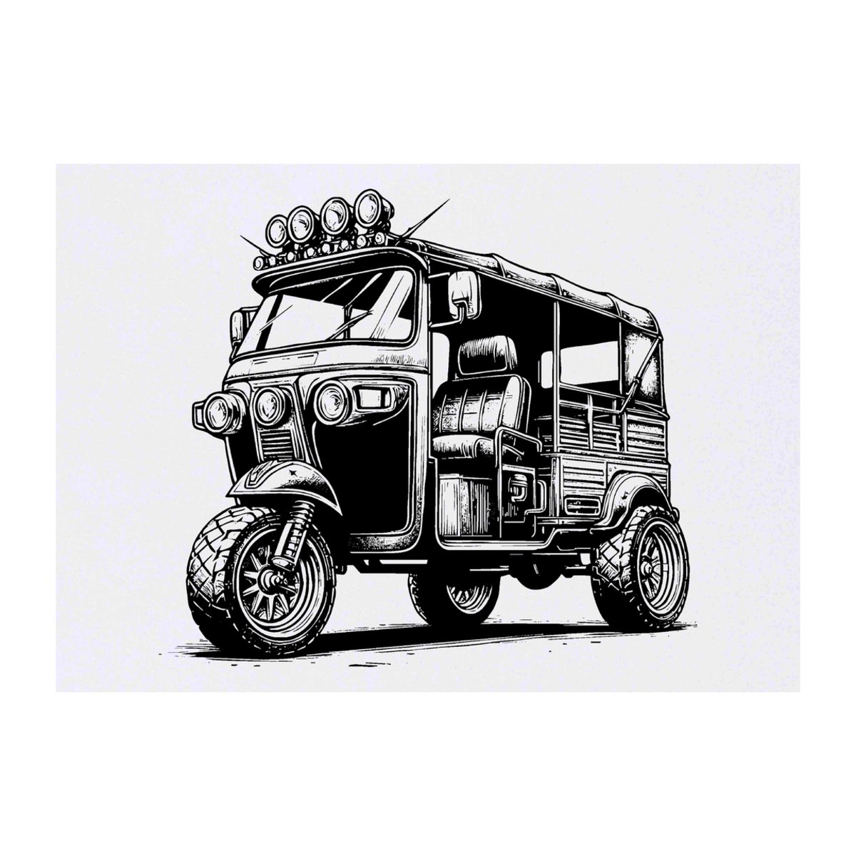 'Fancy Tuk Tuk' Temporary Tattoo - A6 - Water Resistant Skin Safe Transfer for Parties, Costumes and Gifts (TO00083233)