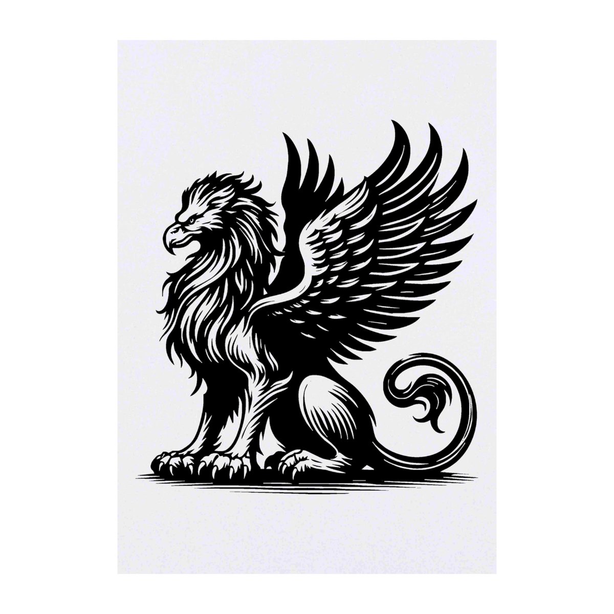 'Griffin On Guard' Temporary Tattoo - A6 - Water Resistant Skin Safe Transfer for Parties, Costumes and Gifts (TO00089819)