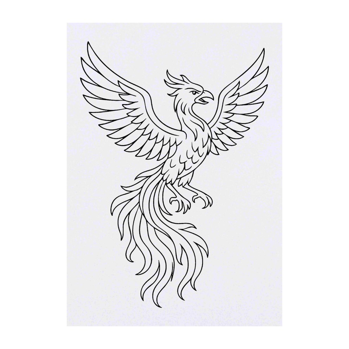 'Phoenix Outline' Temporary Tattoo -  Water Resistant, Skin-Safe, Non-Toxic Transfer (TO00092125)