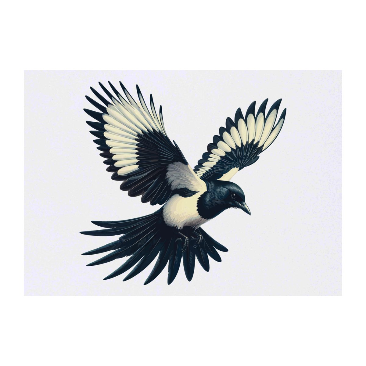 'Magpie Flying' Temporary Tattoo - A6 - Water Resistant Skin Safe Transfer for Parties, Costumes and Gifts (TO00099297)