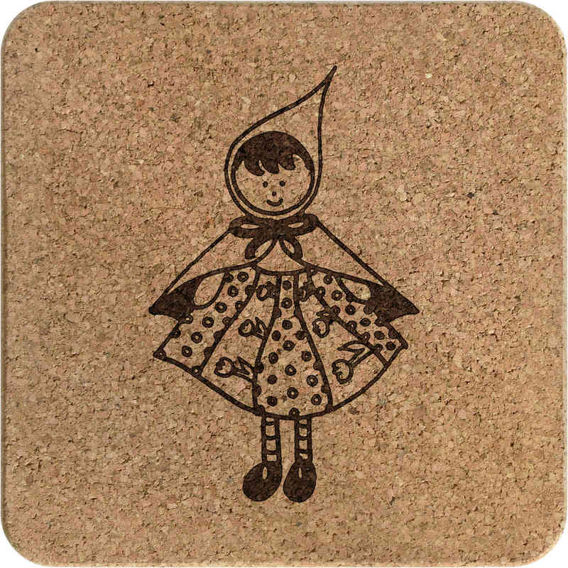 'Red Riding Hood' Square Cork Trivet / Pot Stand (TR00001956)