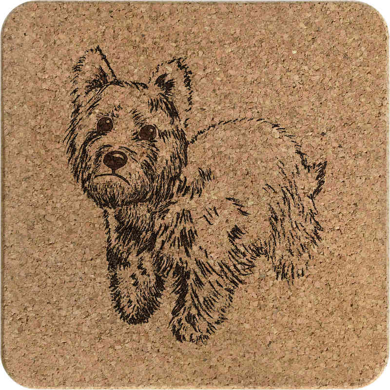 'Westie Dog' Square Cork Trivet / Pot Stand (TR00007002)