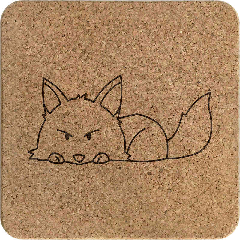 'Cute Wolf' Square Cork Trivet / Pot Stand (TR00013289)