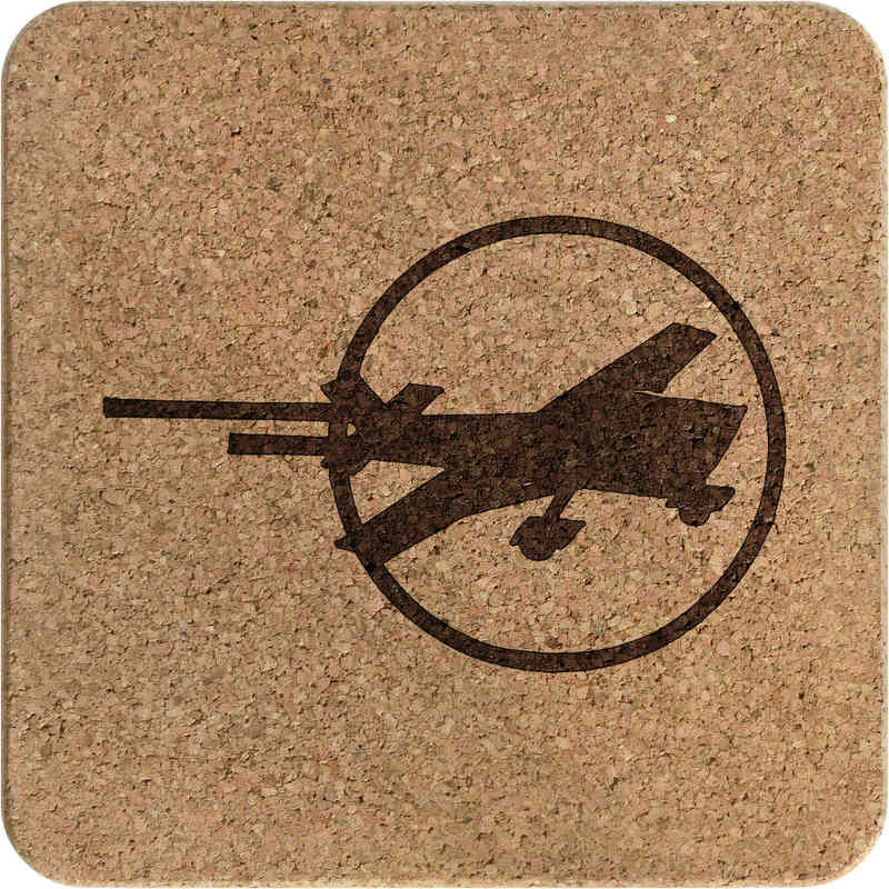 'Silhouetted Plane Motif' Square Cork Trivet / Pot Stand (TR00017180)